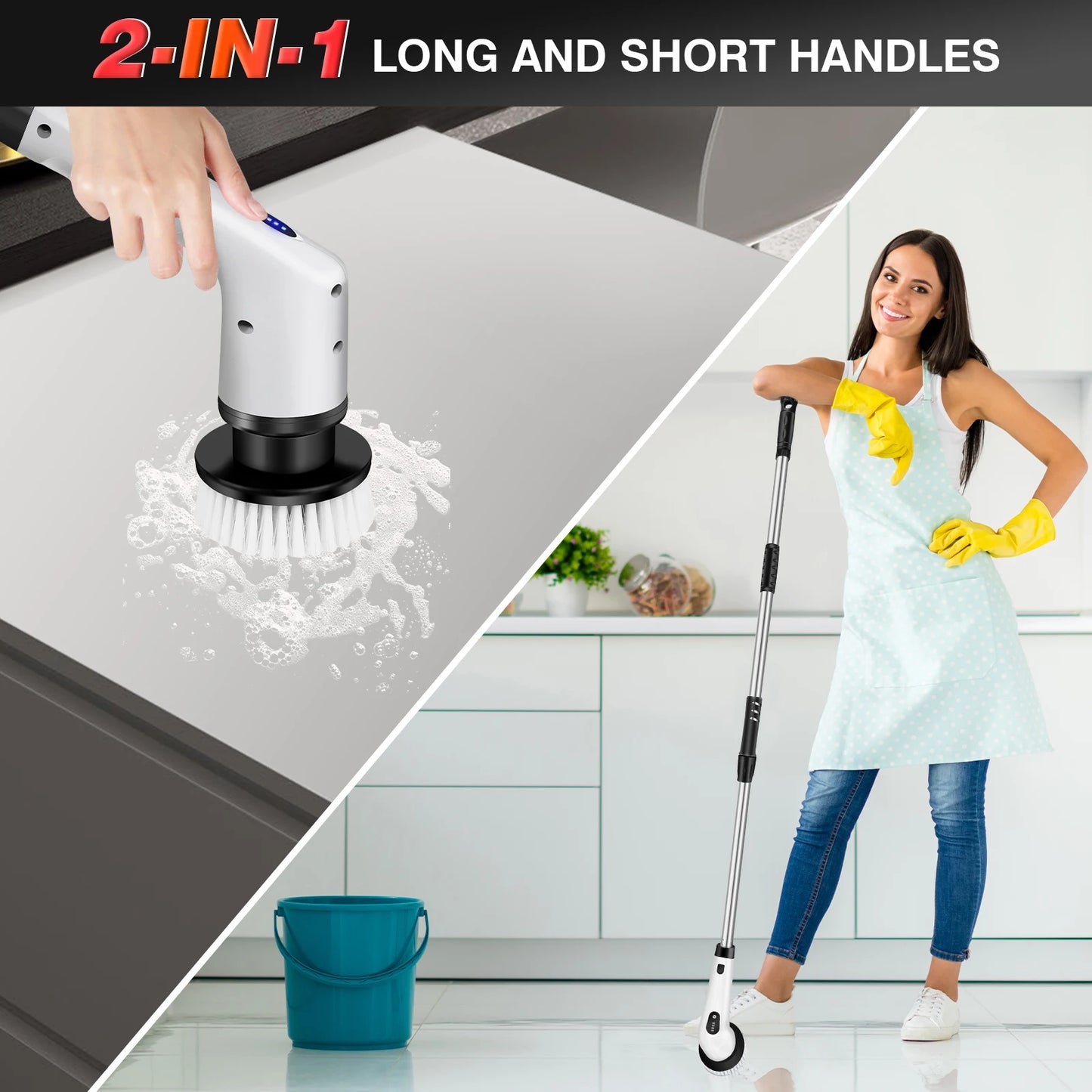 Electric Cleaning Brush 10-in-1 Multifunctional Spin Scrubber Kitchen Bathroom Cleaning