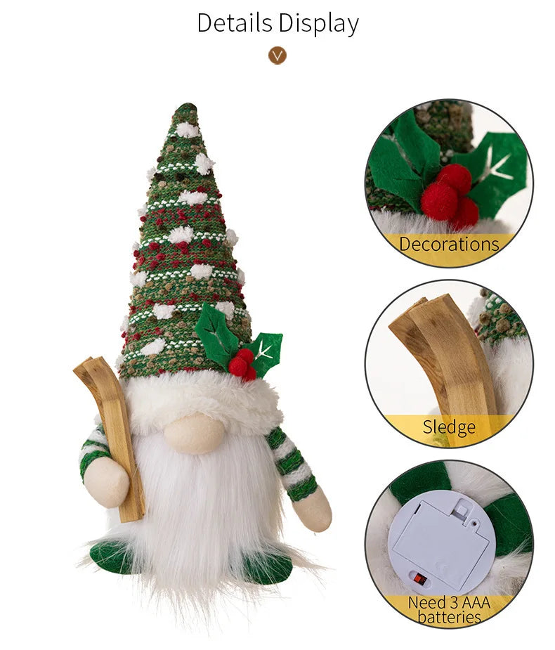 2024 Gnome 30cm Christmas Decorations Light Up Christmas Gnomes